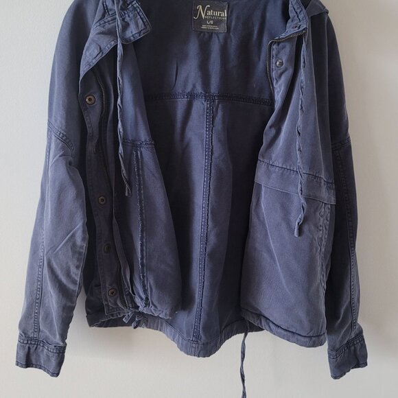 Dark Blue Cropped Cotton Jacket, Large, by Natural Collections - Picture 2 of 5